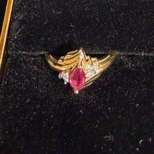 14 Kt Yellow Gold Ruby and Diamond Ring
